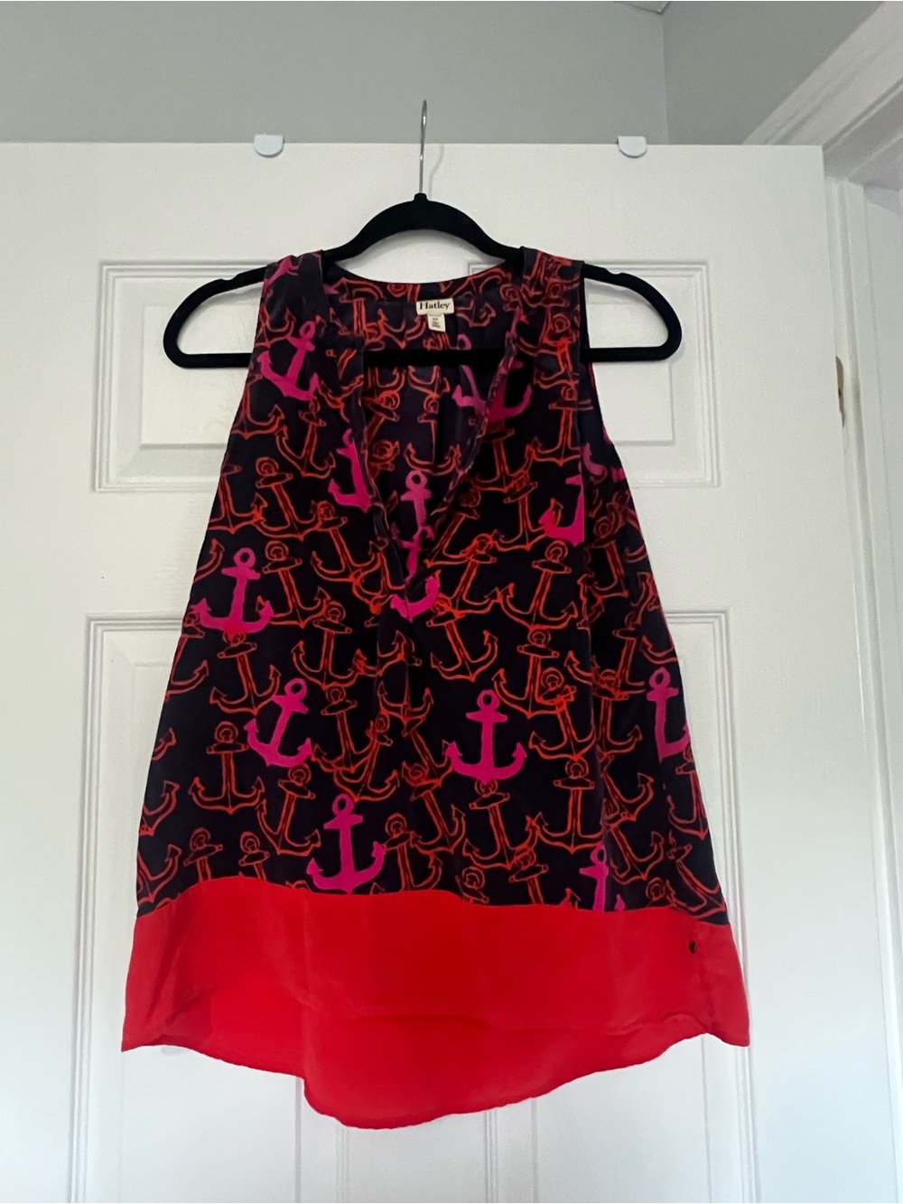 Hatley Black Camisole with Pink and Red Anchor Print